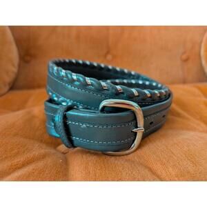 Justin 8024S Top Grain Cowhide Black Braided Leather Belt Size 34 Made in USA